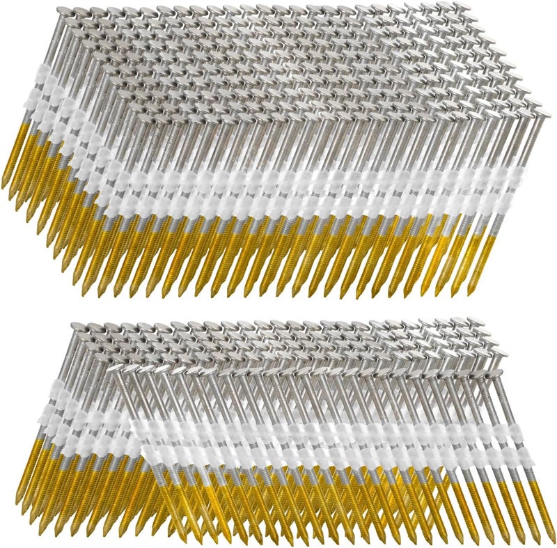 SITLDY 21 Degree Framing Nails 500 Count, 3-Inch X .12" Ring Shank, Full Round Head Hot Dipped Galvanized, for Pneumatic Electric 20 to 22 Degree Framing Nailer - Image 1